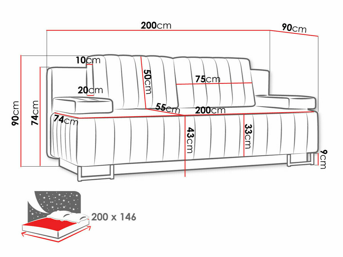 Dīvāns gulta Columbus 152 (Lux 06)