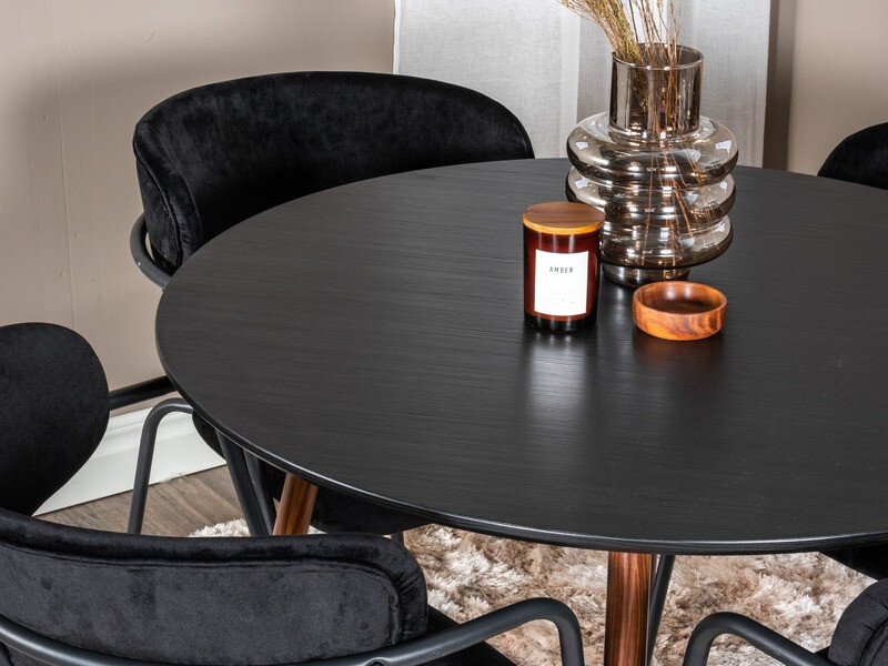 Обеденный гарнитур Dallas 285 (Чёрный + Орех)