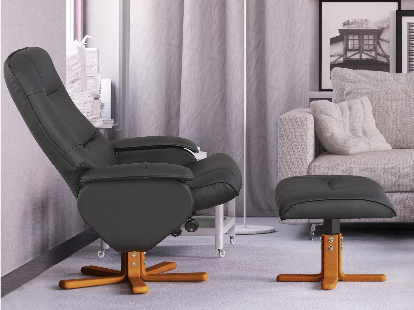 Krēsls Denton 293 (Melns + Gaišs koks)