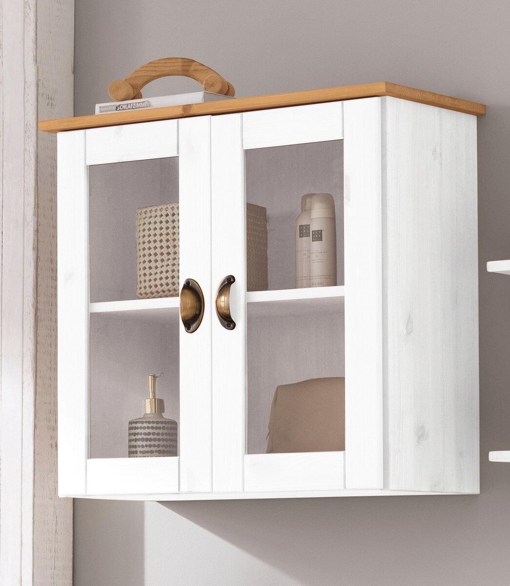 Piekarams vannas istabas skapītis Serelbu 102 (Balts + Gaiši brūns)