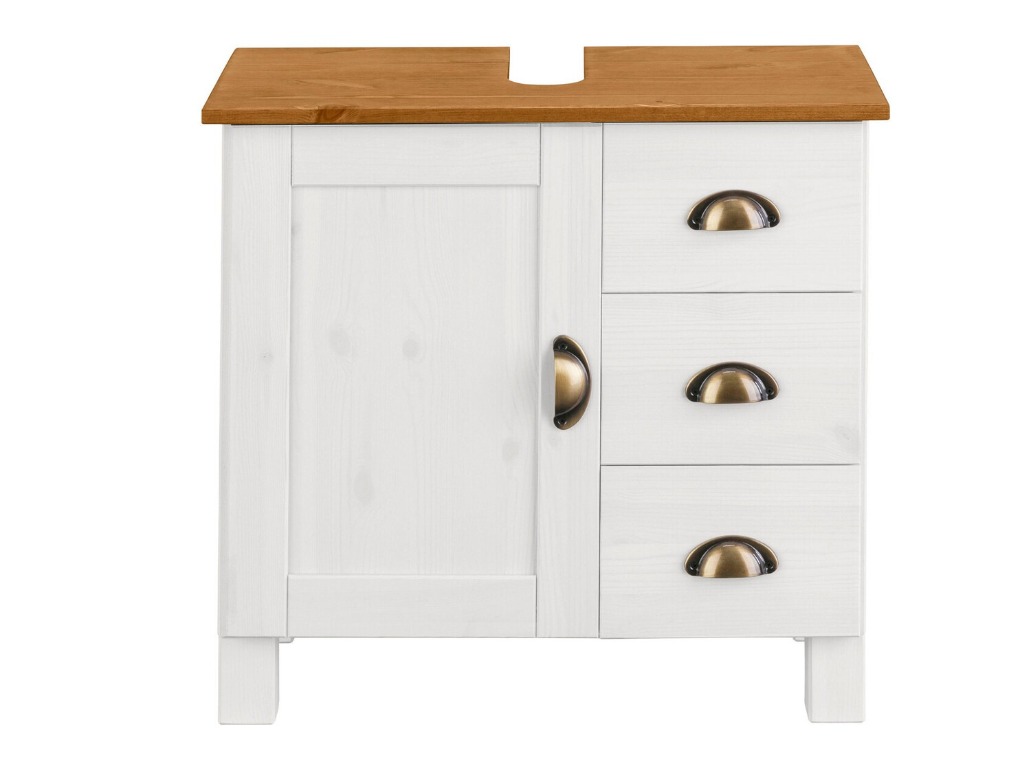 Stāvošs vannas istabas skapītis izlietnei Serelbu 101 (Balts + Gaiši brūns)