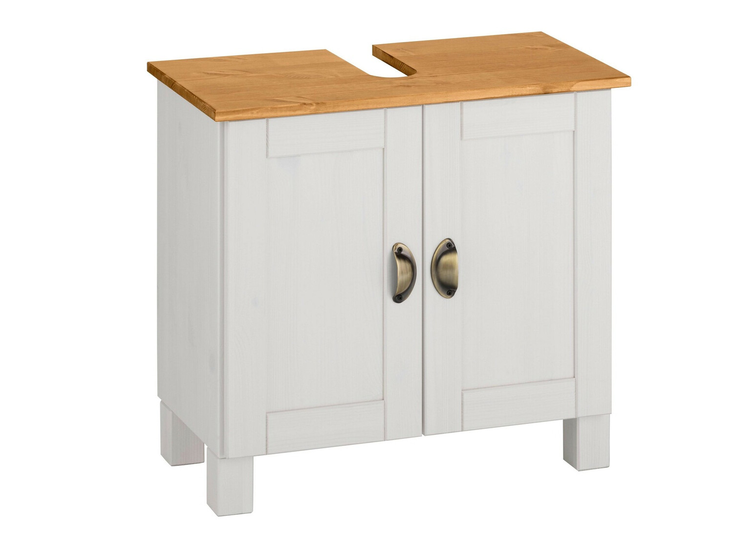 Stāvošs vannas istabas skapītis izlietnei Serelbu 103 (Balts + Gaiši brūns)