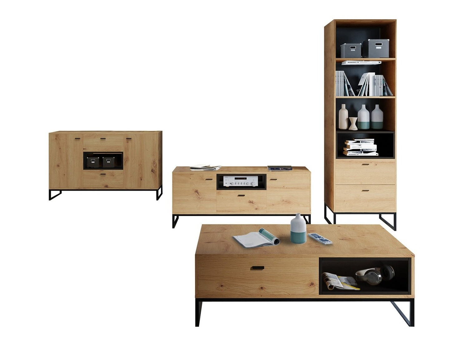 Viesistabas komplekts Baltesi 109 (Artisan ozols + Melns)