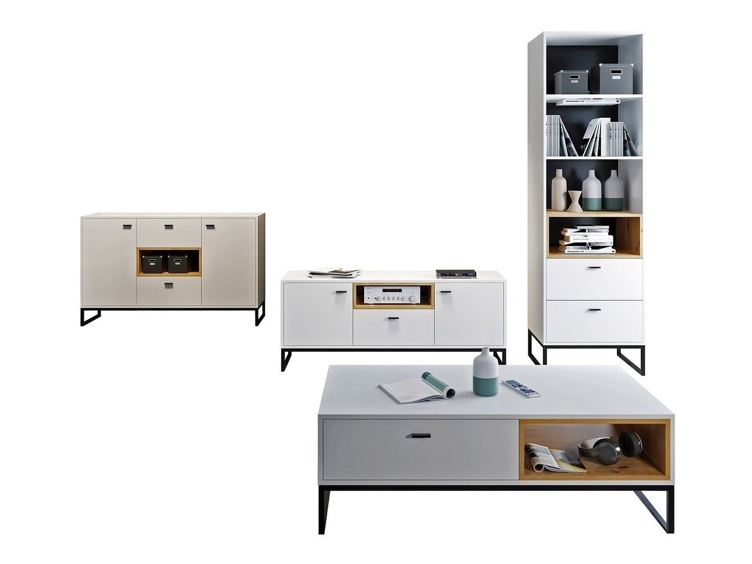 Viesistabas komplekts Baltesi 109 (Balts + Artisan ozols)