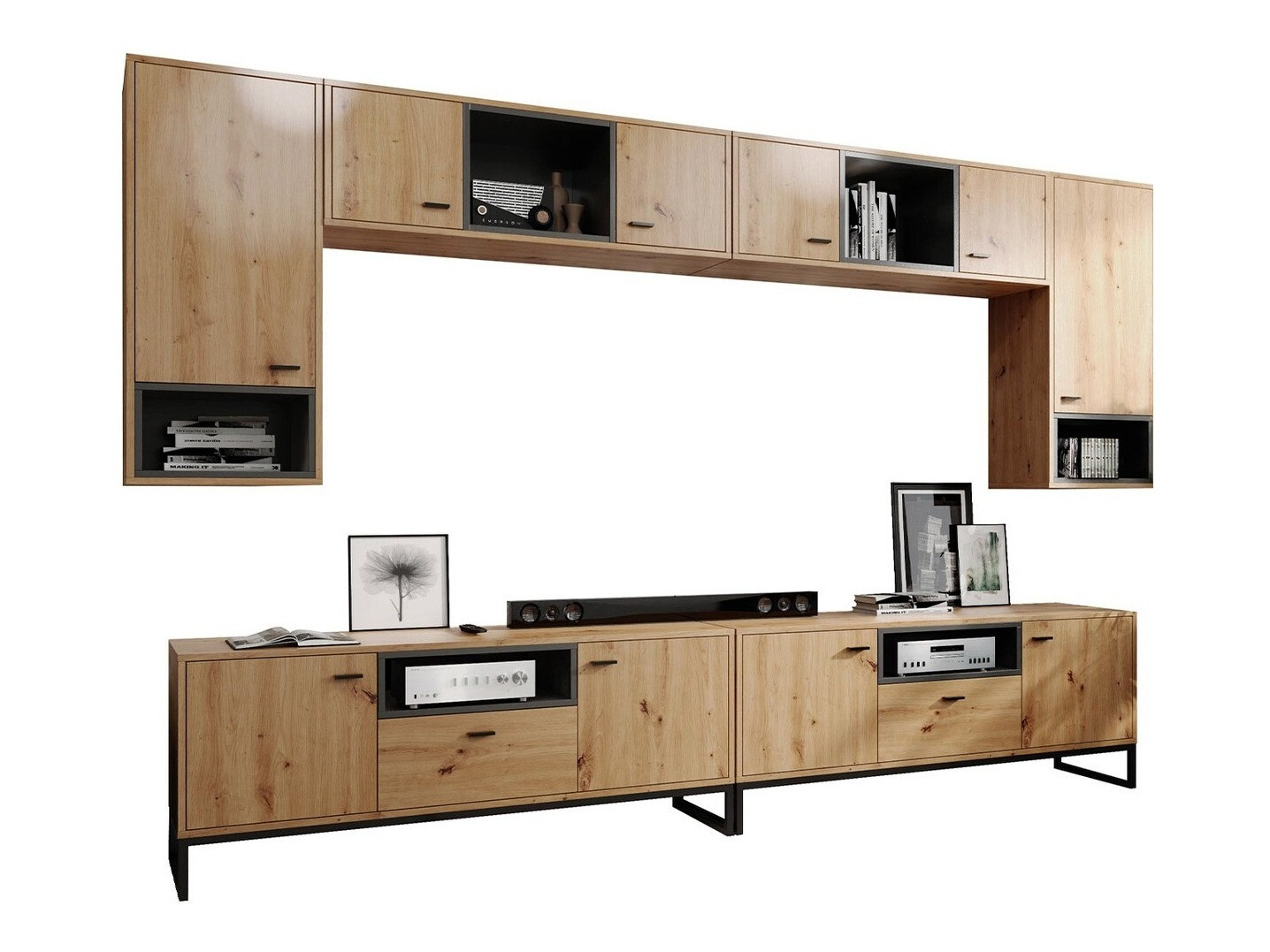 Viesistabas komplekts Baltesi 113 (Artisan ozols + Melns)