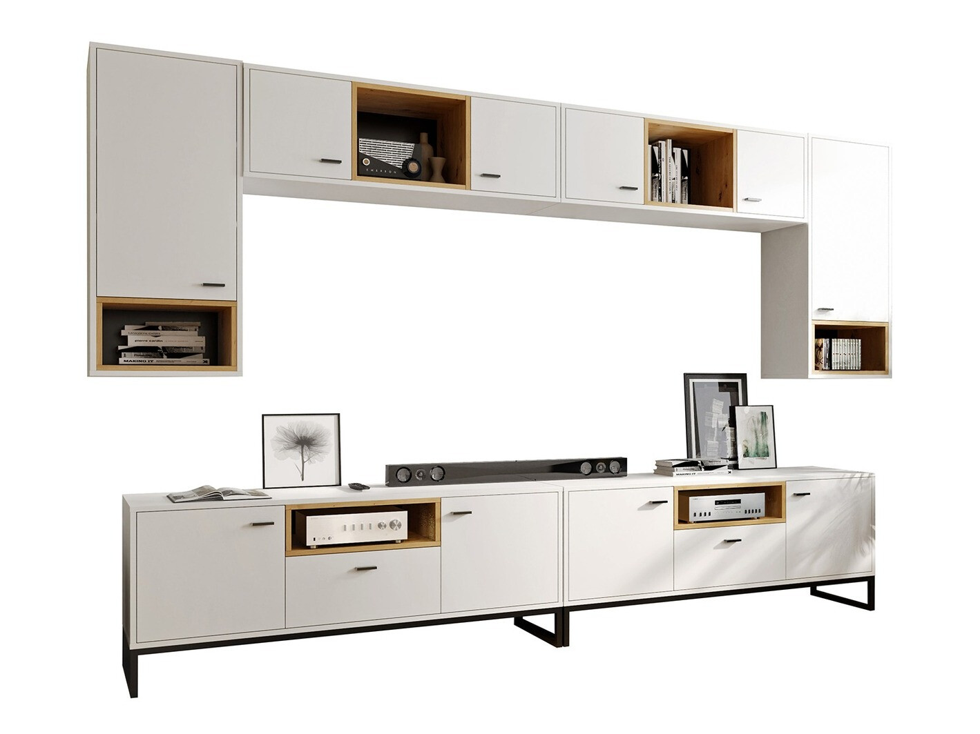 Viesistabas komplekts Baltesi 113 (Balts + Artisan ozols)