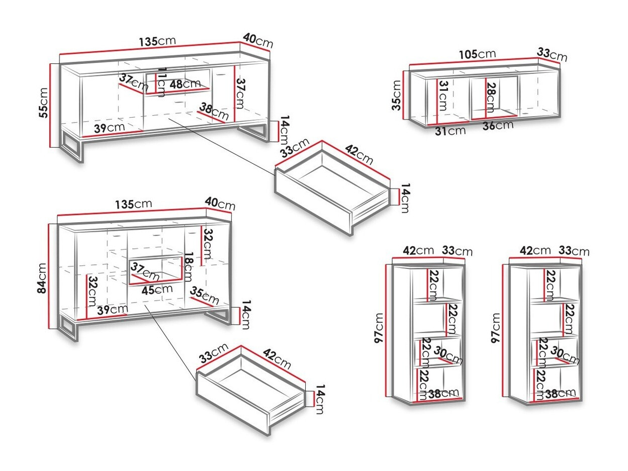 Viesistabas komplekts Baltesi 114 (Balts + Artisan ozols)