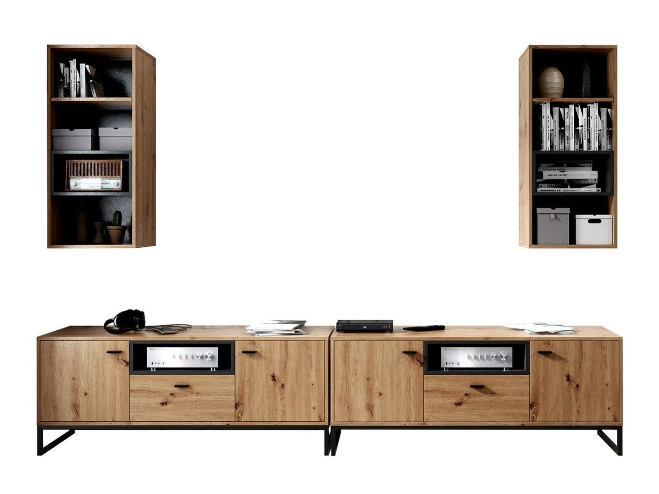 Viesistabas komplekts Baltesi 115 (Artisan ozols + Melns)