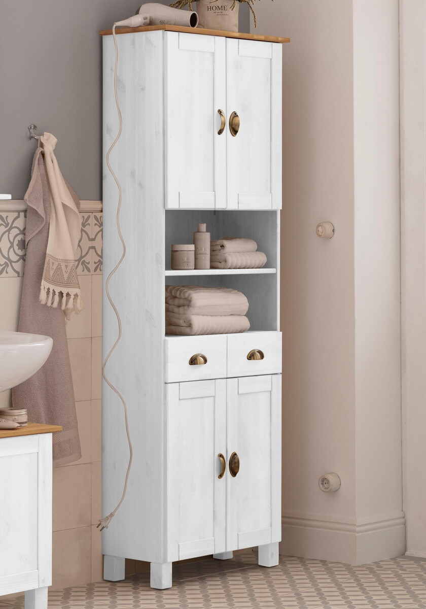 Stāvošs vannas skapītis Serelbu 106 (Balts + Gaiši brūns)