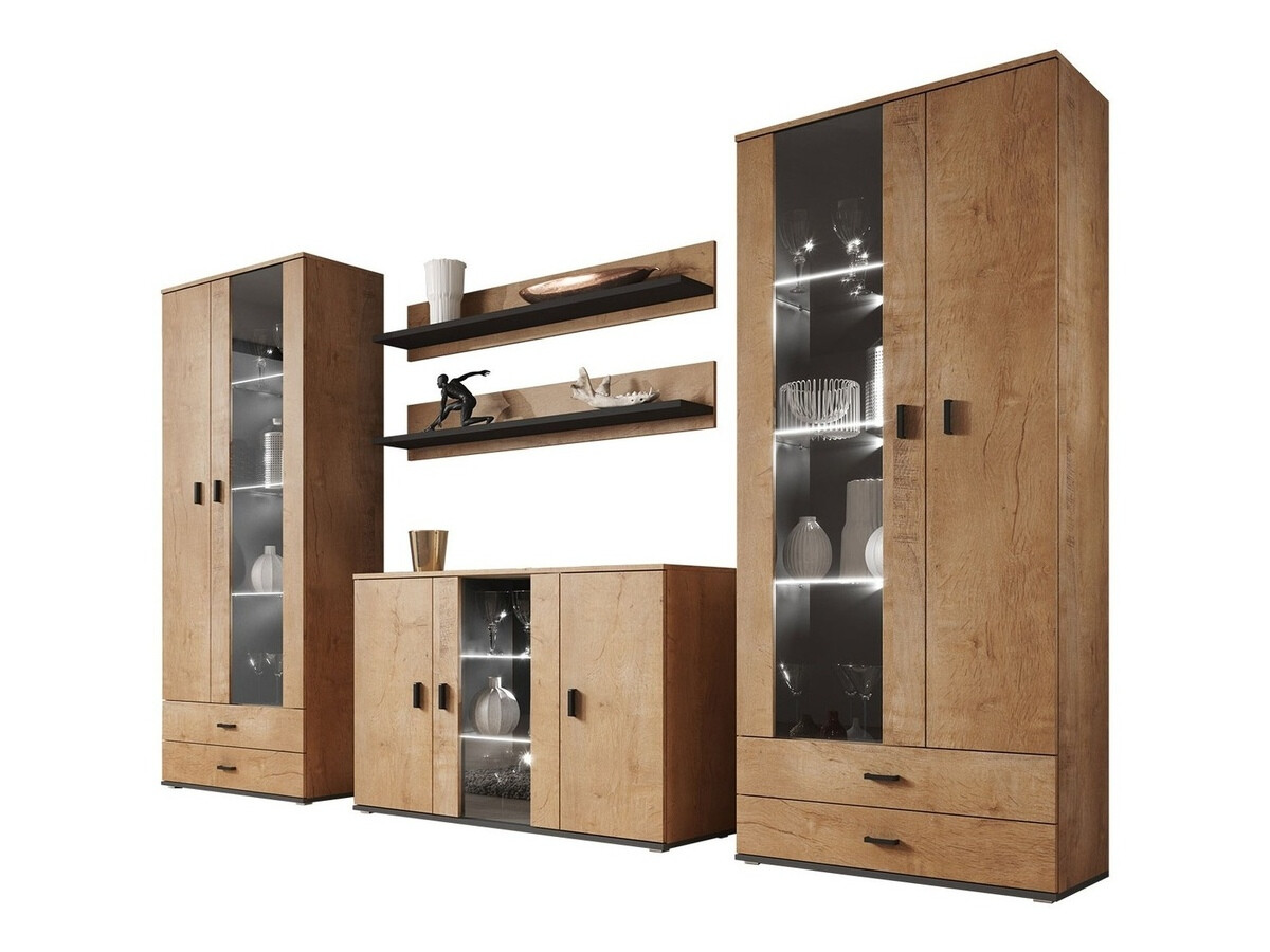 Viesistabas komplekts Tornola 111 (Lefkas ozols + Melns)