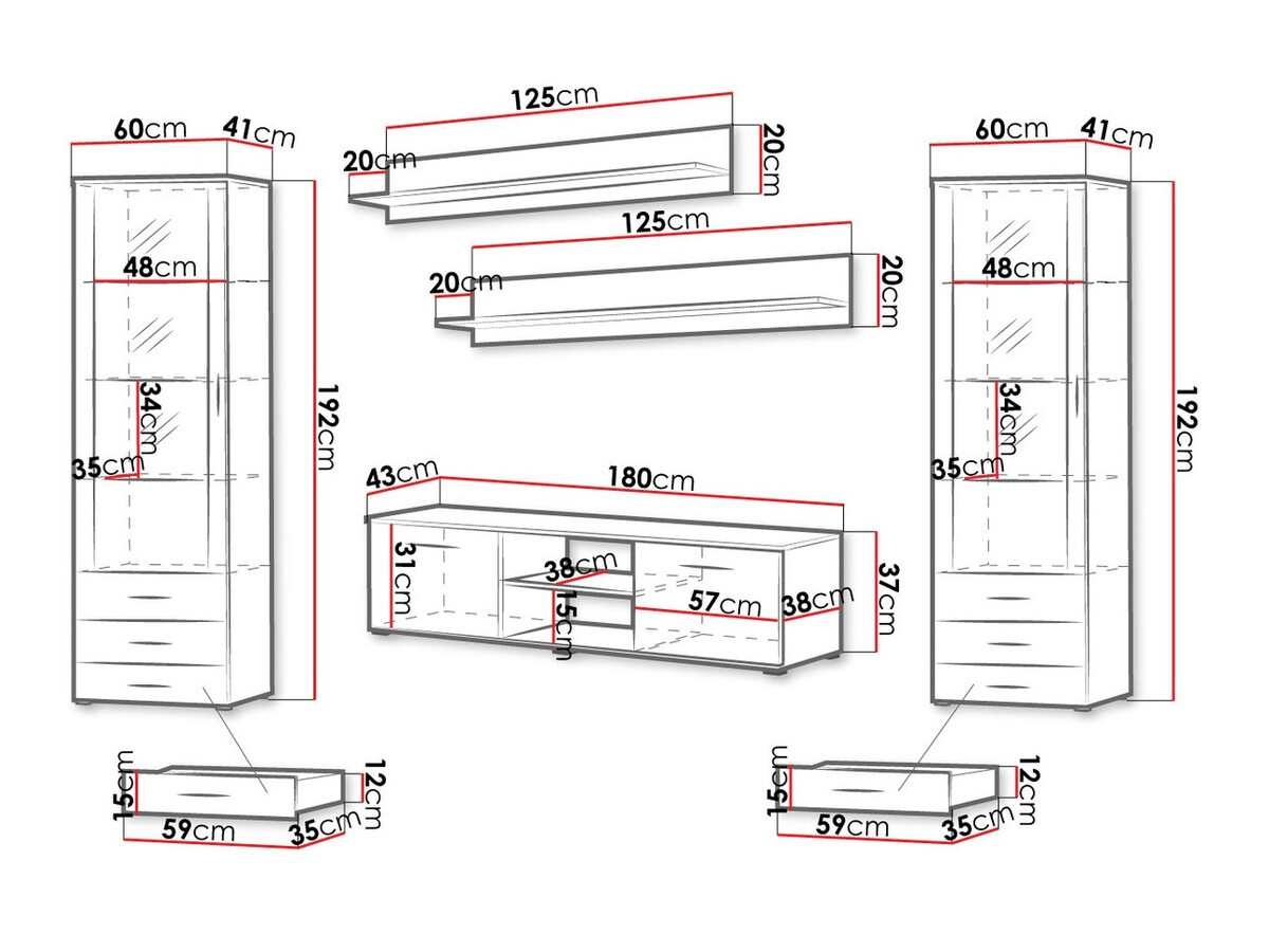 Набор для гостиной Tornola 109 (Чёрный + Глянцевый черный)