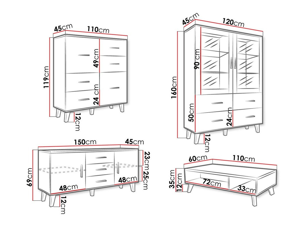 Набор для гостиной Larfloi 112 (Дуб вотан + Чёрный)