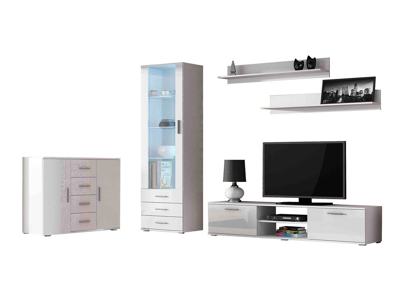 Набор для гостиной Tornola 108 (Белый + Глянцевый белый)