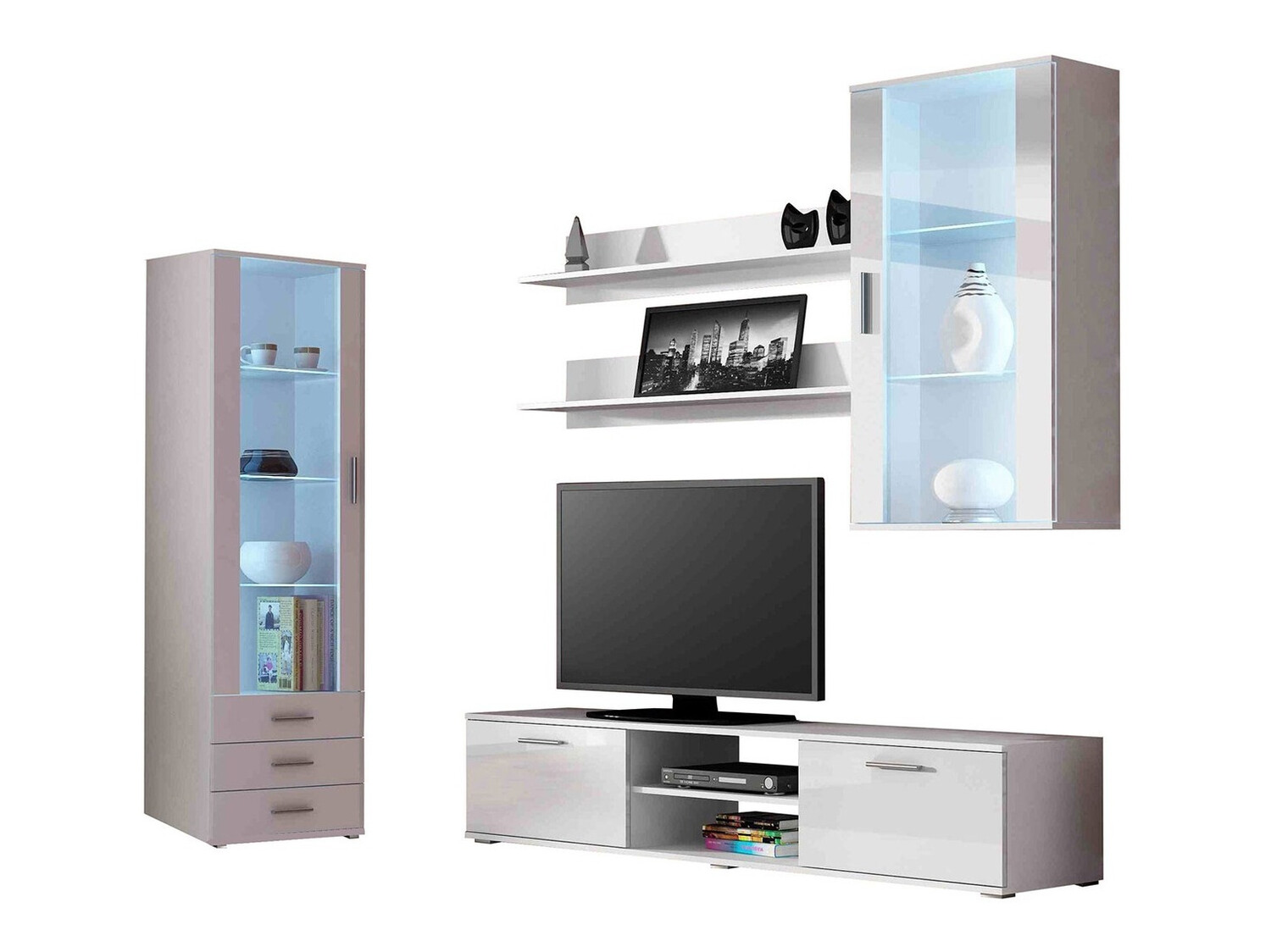 Набор для гостиной Tornola 114 (Белый + Глянцевый белый)