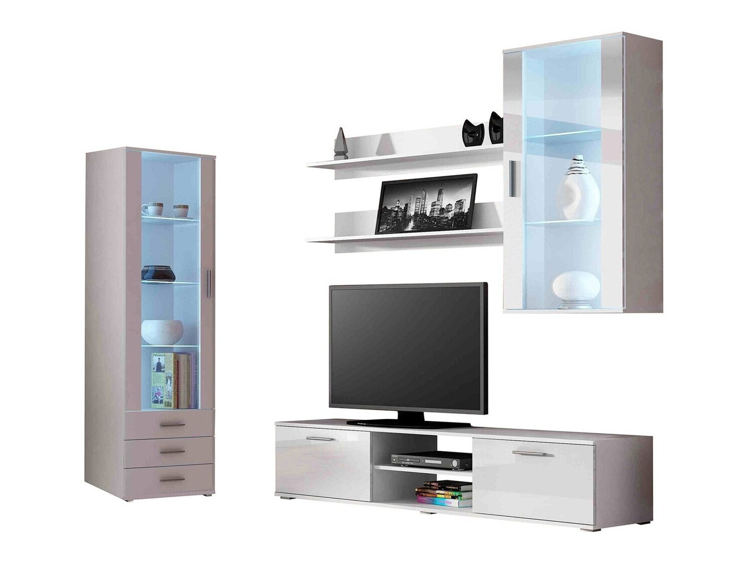 Набор для гостиной Tornola 114 (Белый + Глянцевый белый)