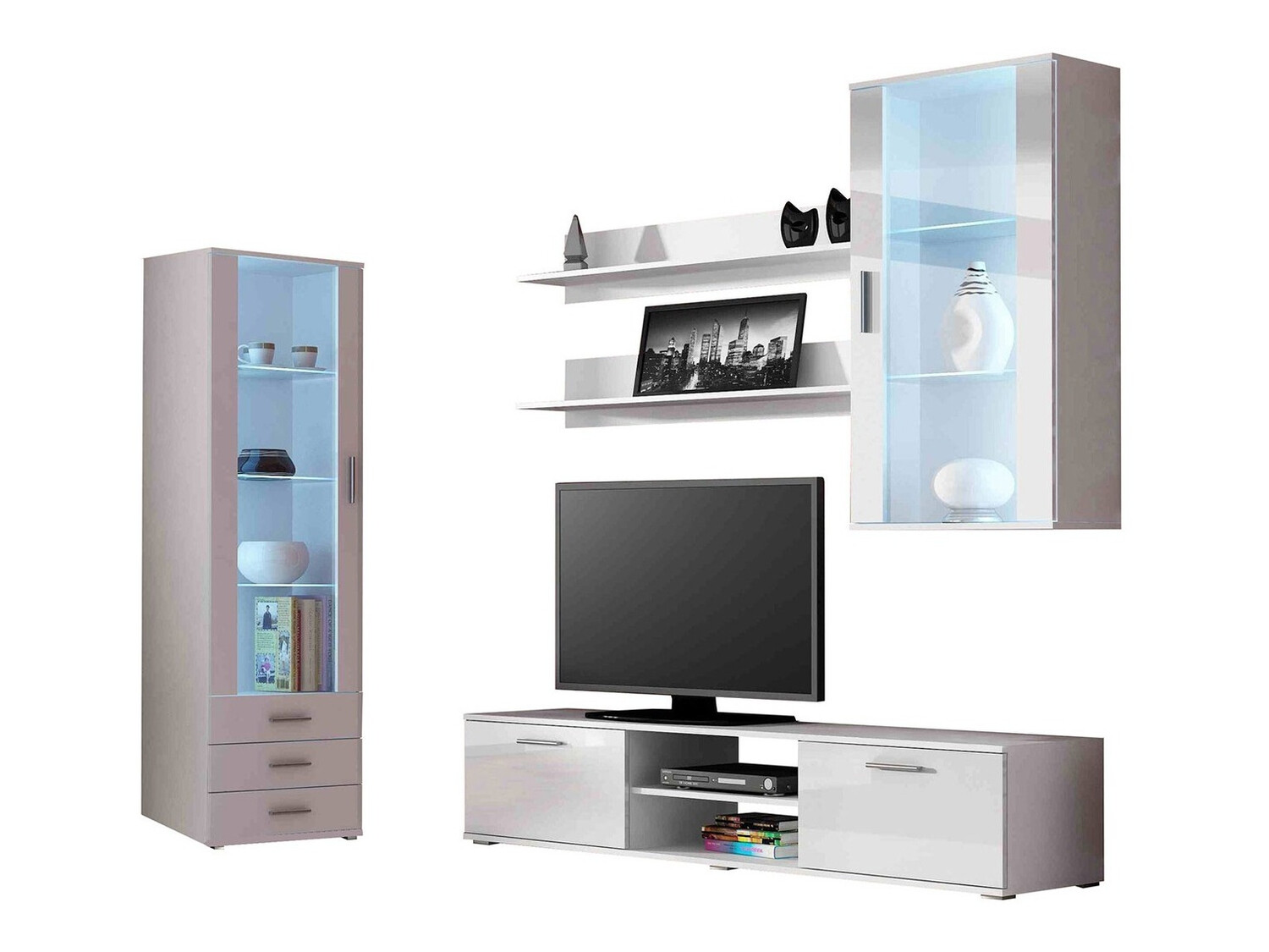 Набор для гостиной Tornola 114 (Белый + Глянцевый белый)