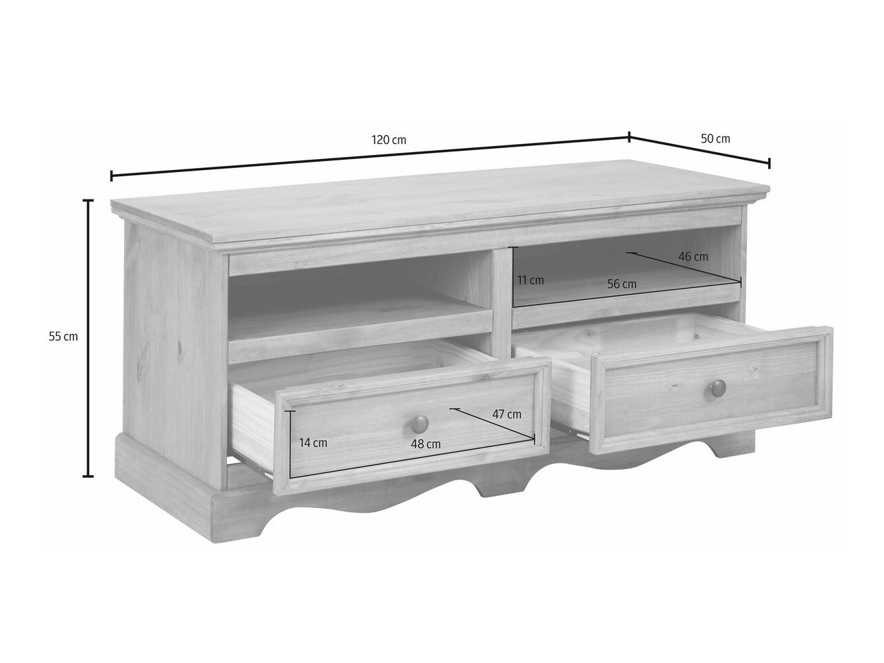 TV galds Fentivo 102 (Balts + Medus ozols)