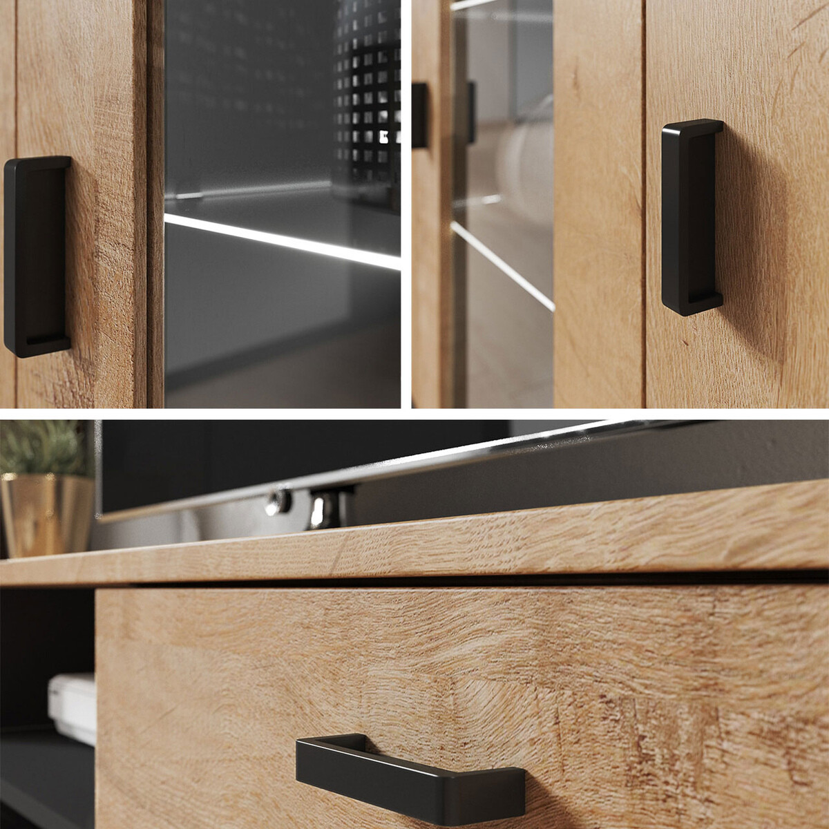 Viesistabas komplekts Tornola 114 (Melns + Glancēts melns)