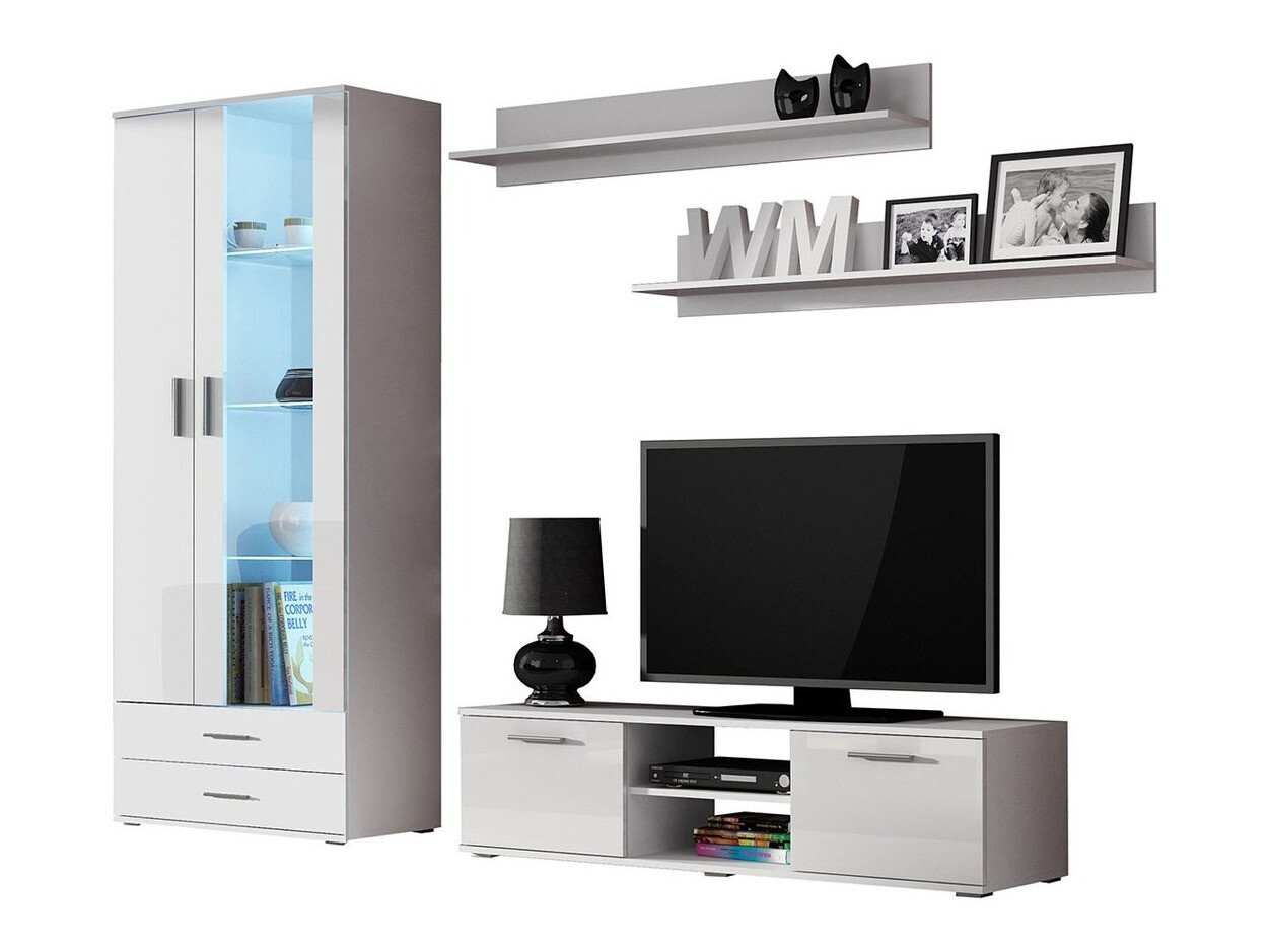 Viesistabas komplekts Tornola 117 (Balts + Glancēts balts)