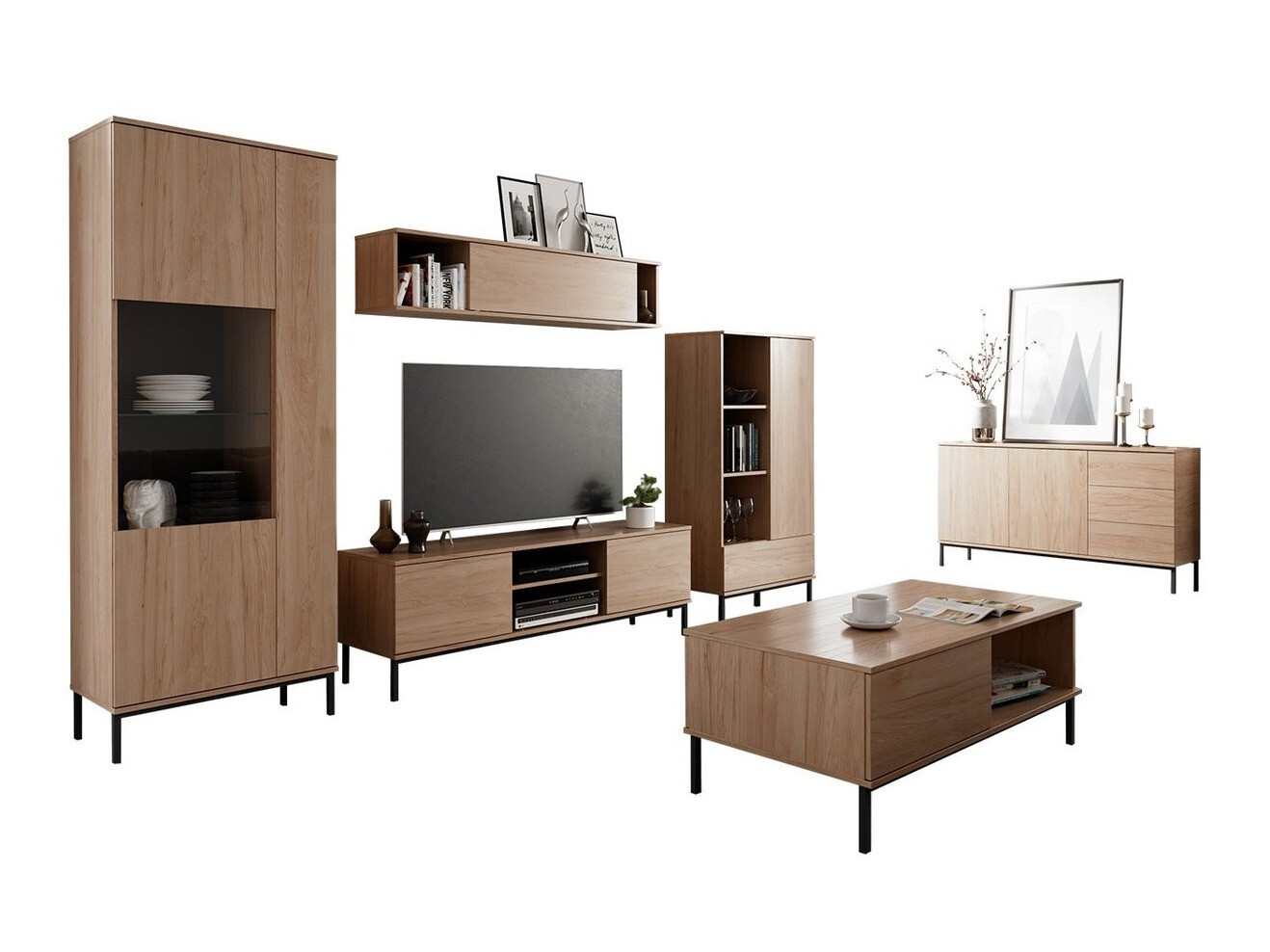 Viesistabas komplekts Lomsore 107 (Gaišs koks)