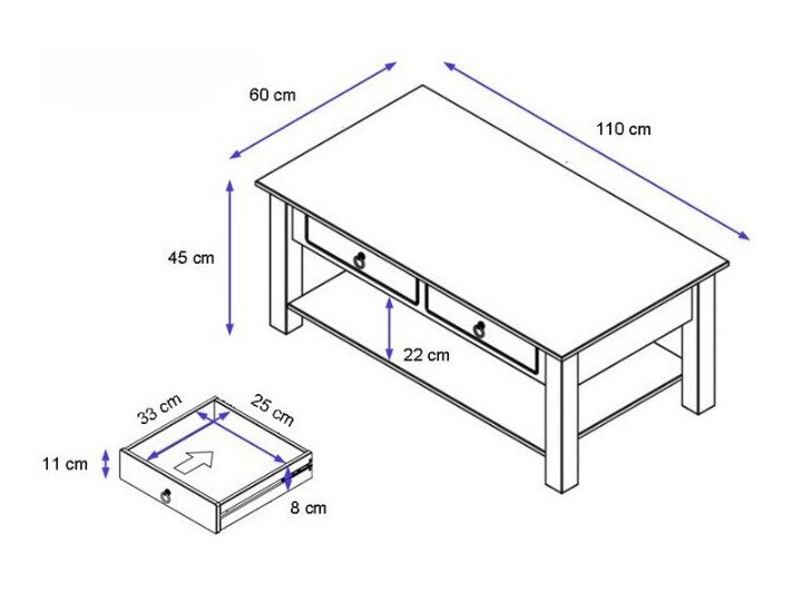 Журнальный столик Denton 120 (Белый + Серый дуб)