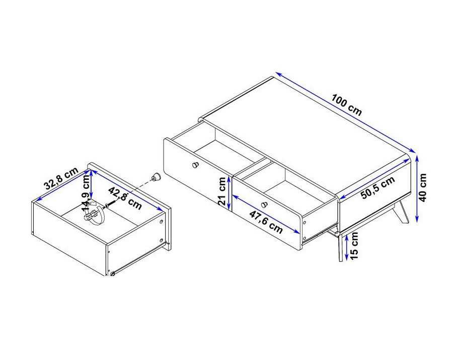 Журнальный столик Elbtena 100 (Белый + Дуб)