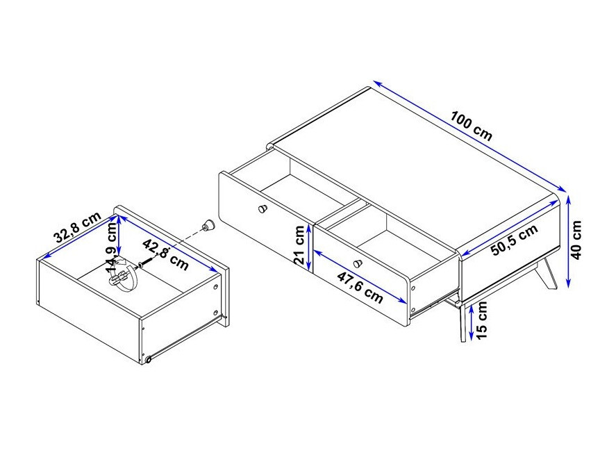 Журнальный столик Elbtena 100 (Дуб + Белый)