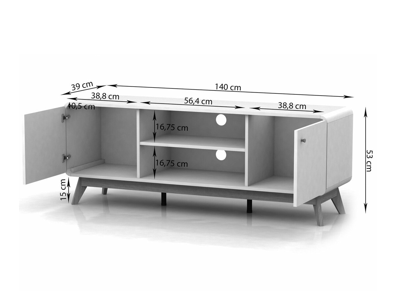 Viesistabas komplekts Elbtena 113 (Ozols + Balts)
