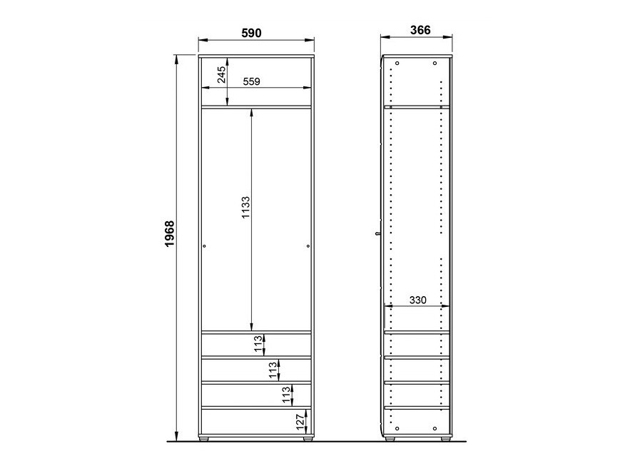 Skapis Livromu 107 (Glancēts balts + Balts)