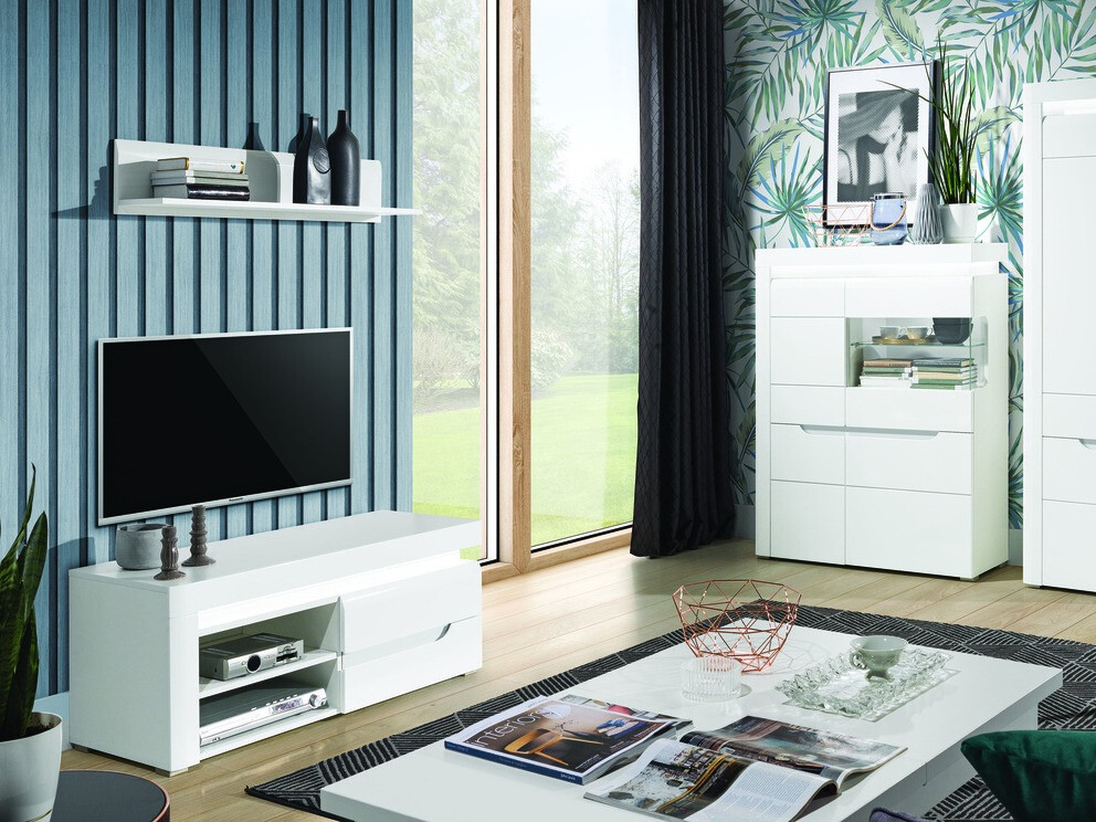 TV galds Revelmi 100 (Glancēts balts + Balts)