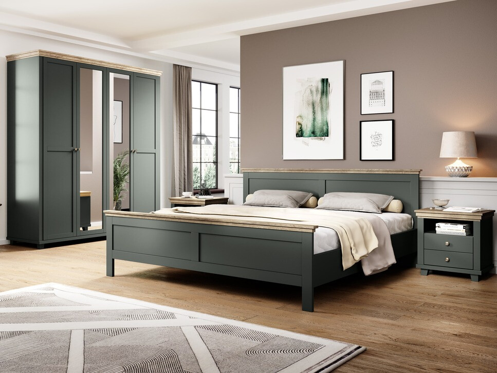 Кровать Tolnue 124 (Темно-зеленый + Дуб лефкас)