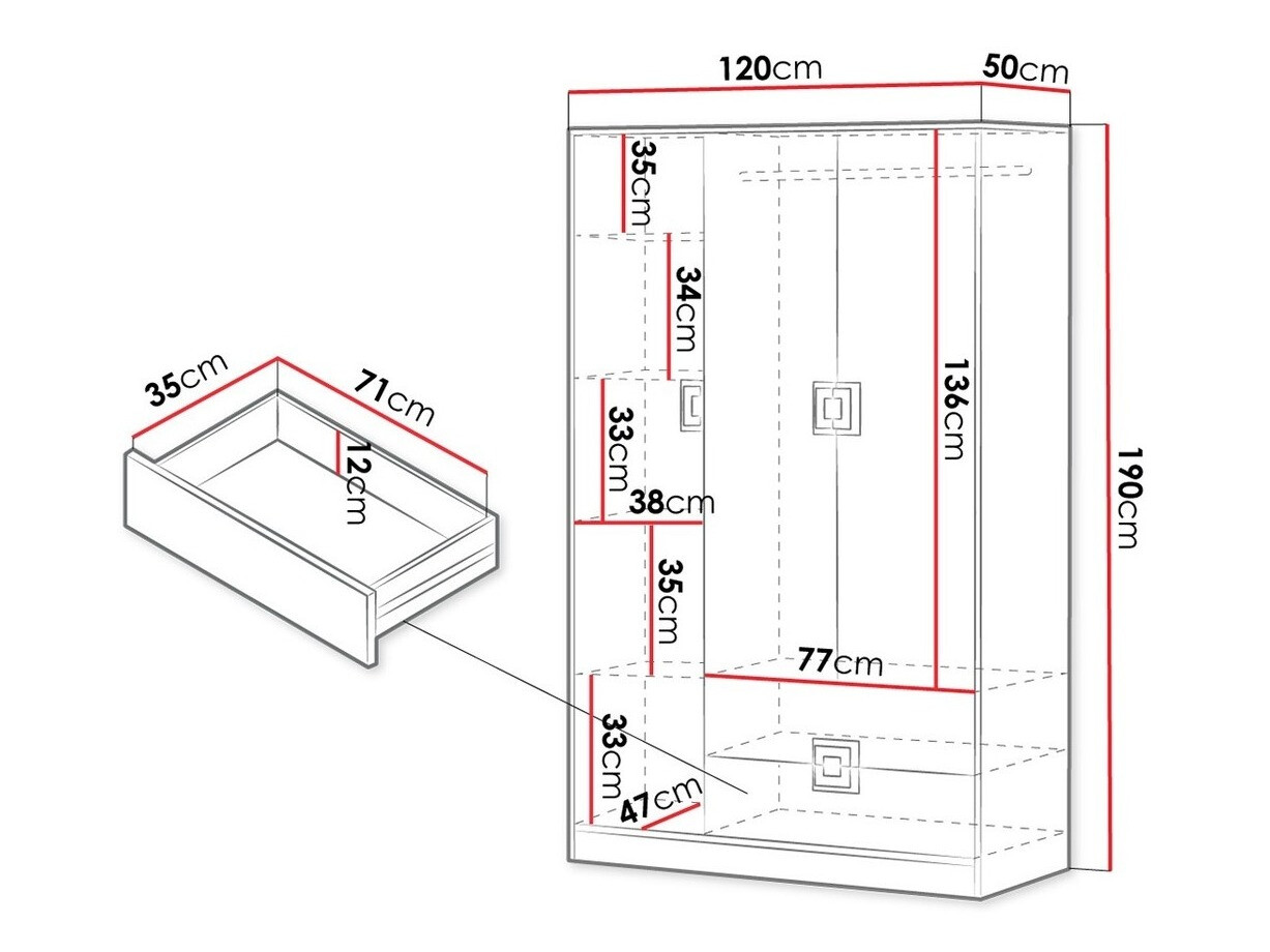 Skapis Tolfere 103 (Gaišs ozols + Balts)