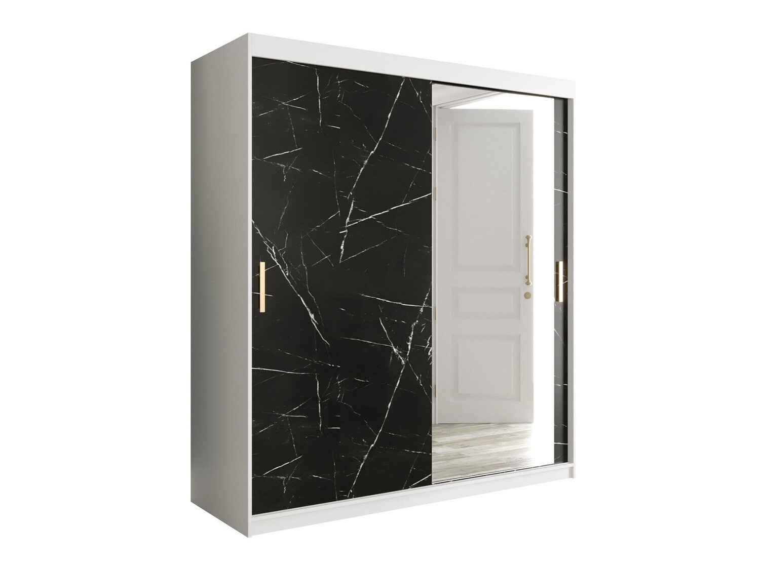 Шкаф Hartford 261 (Матовый белый + Черный мрамор)