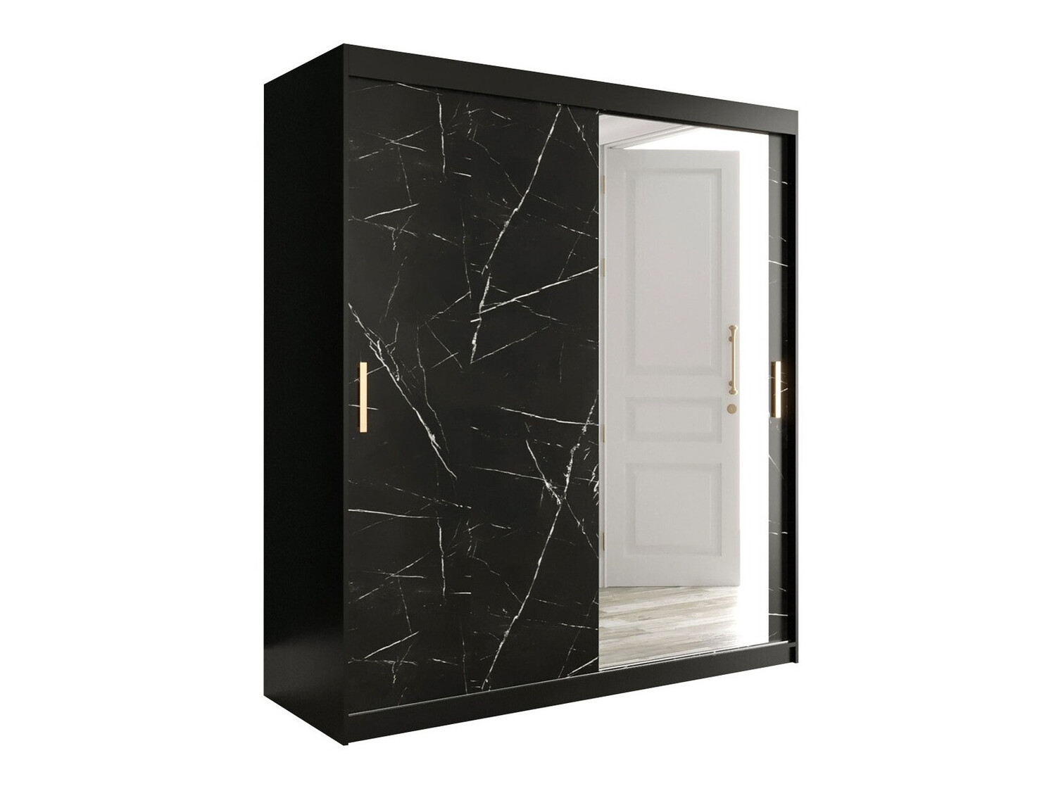 Skapis Hartford 261 (Matēts melns + Melnais marmors)