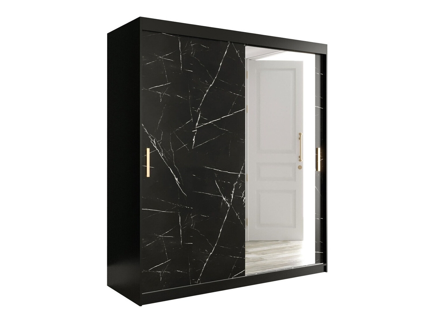 Skapis Hartford 261 (Matēts melns + Melnais marmors)