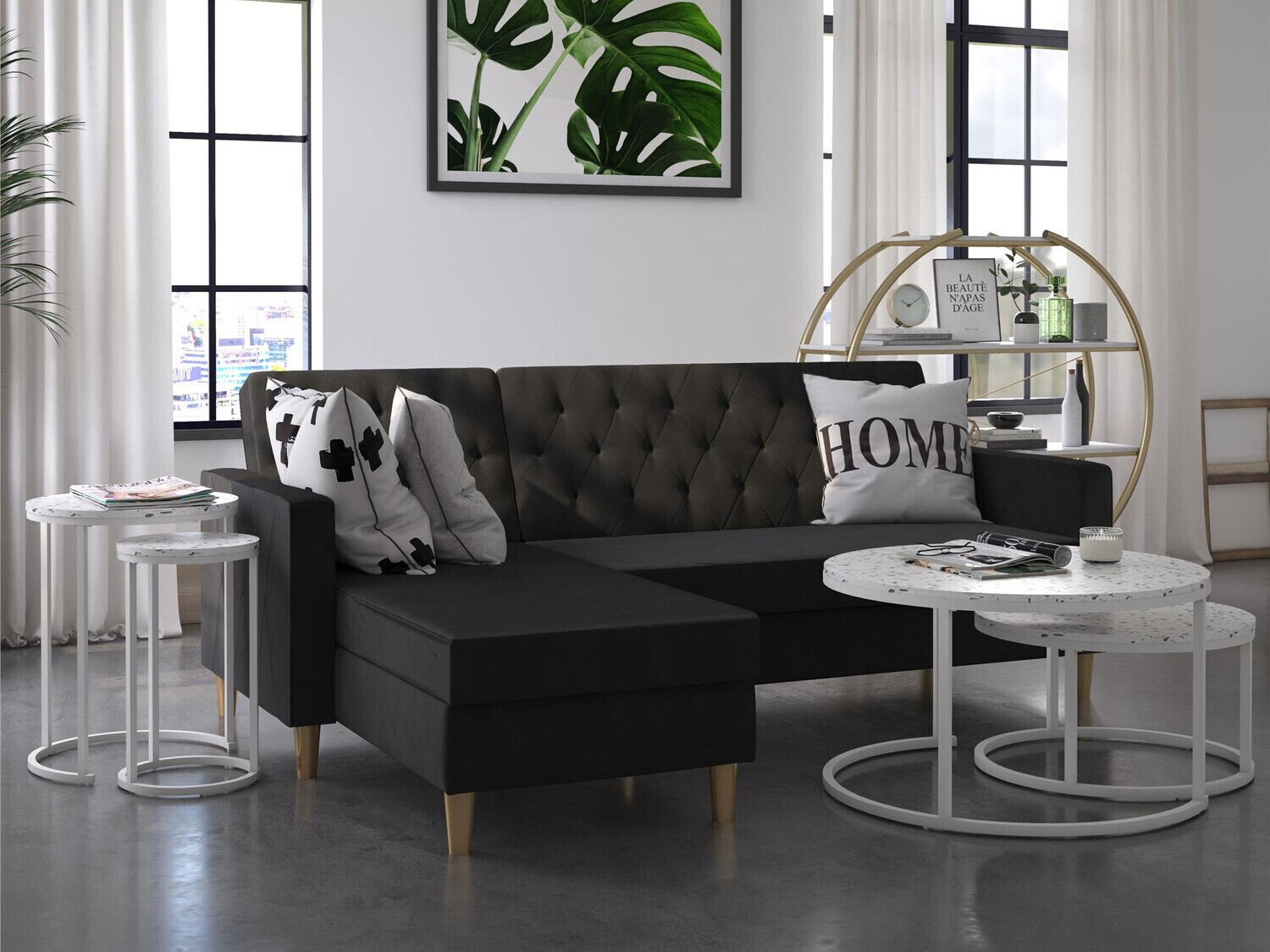 Kafijas galdiņu komplekts CosmoLiving by Cosmopolitan 121 (Terazzo + Balts)