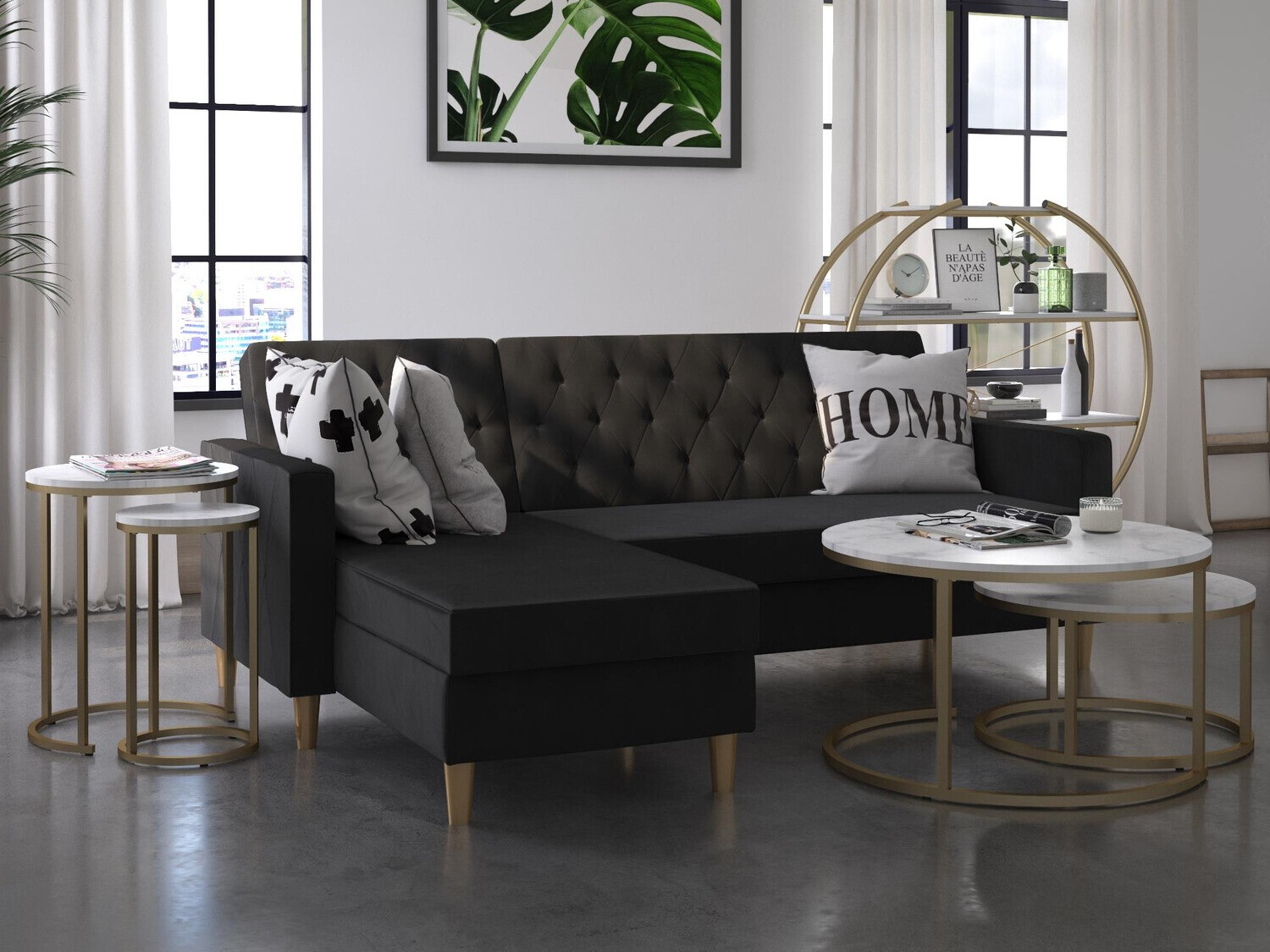 Комплект кофейных столиков CosmoLiving by Cosmopolitan 121 (Белый мрамор + Золотой)