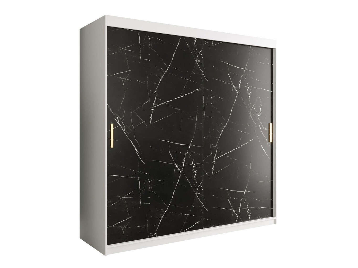 Skapis Hartford 250 (Matēts balts + Melnais marmors)