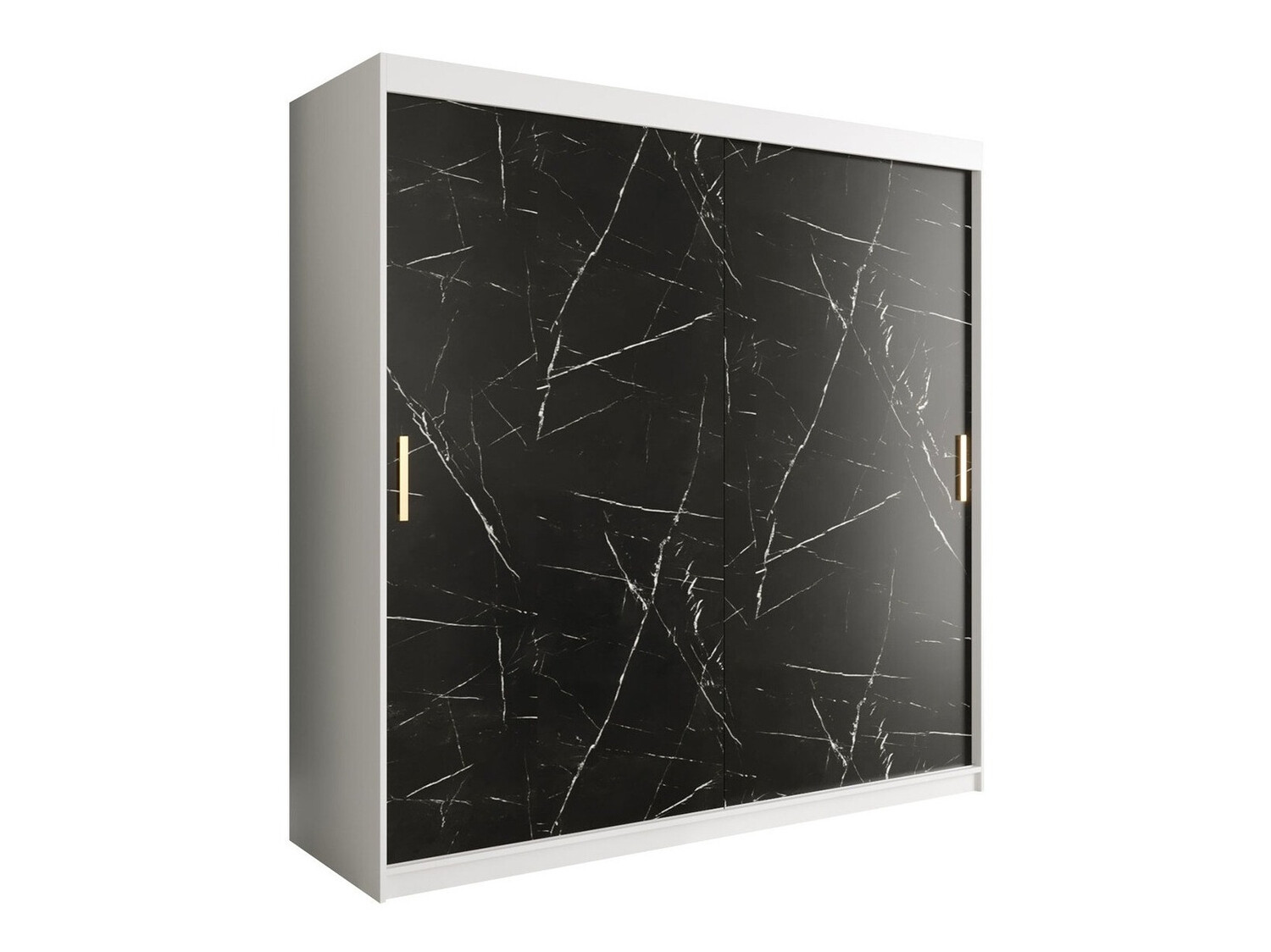 Skapis Hartford 250 (Matēts balts + Melnais marmors)