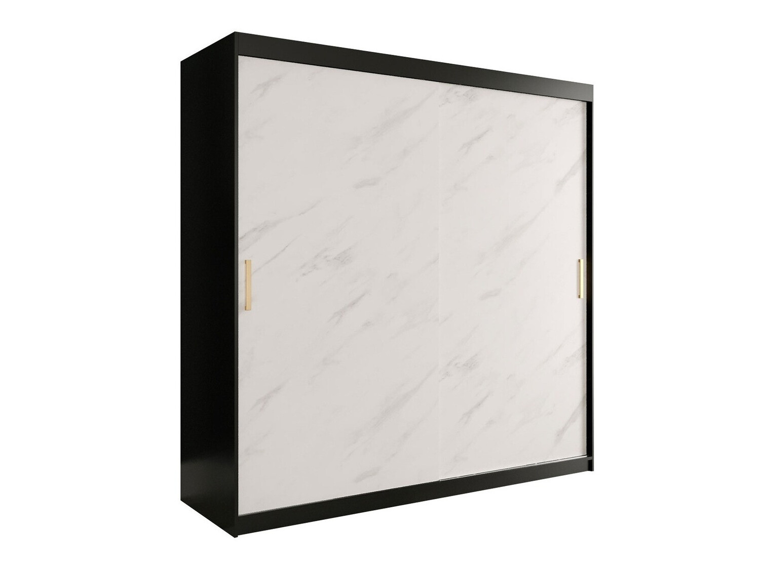 Skapis Hartford 250 (Matēts melns + Balts marmors)