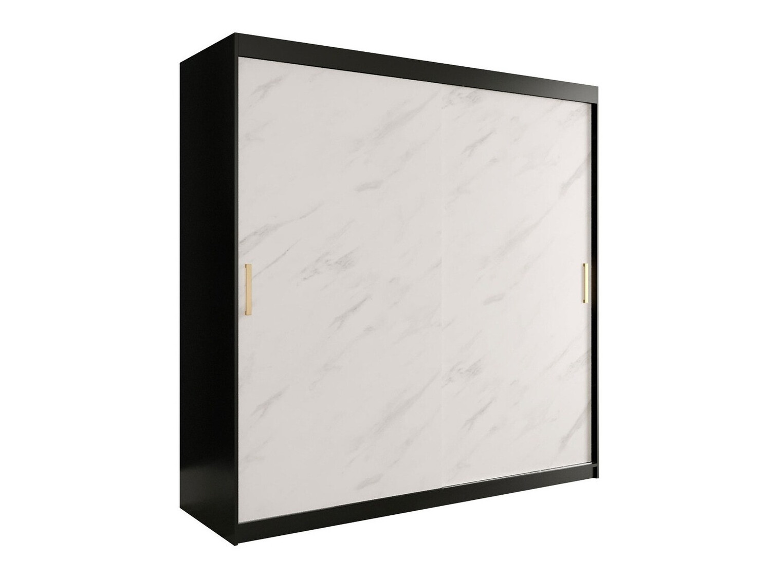 Skapis Hartford 250 (Matēts melns + Balts marmors)