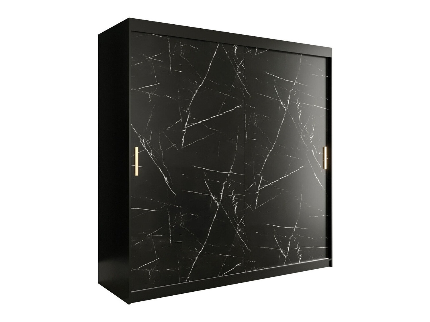 Skapis Hartford 250 (Matēts melns + Melnais marmors)