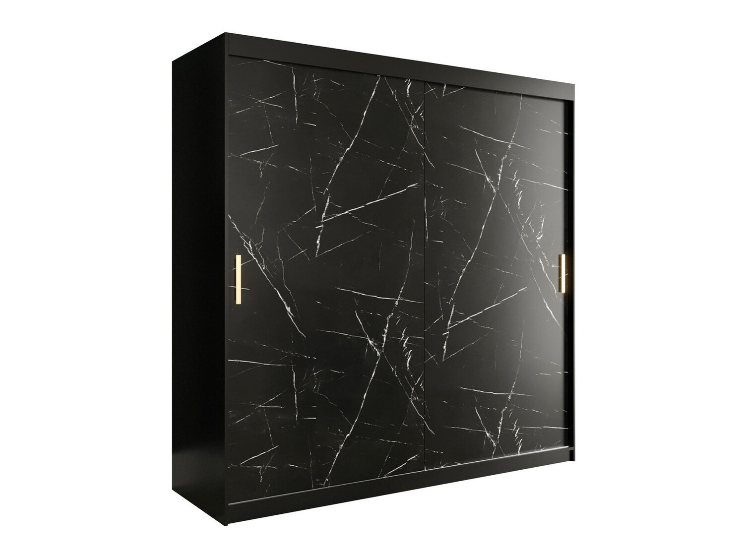 Skapis Hartford 250 (Matēts melns + Melnais marmors)