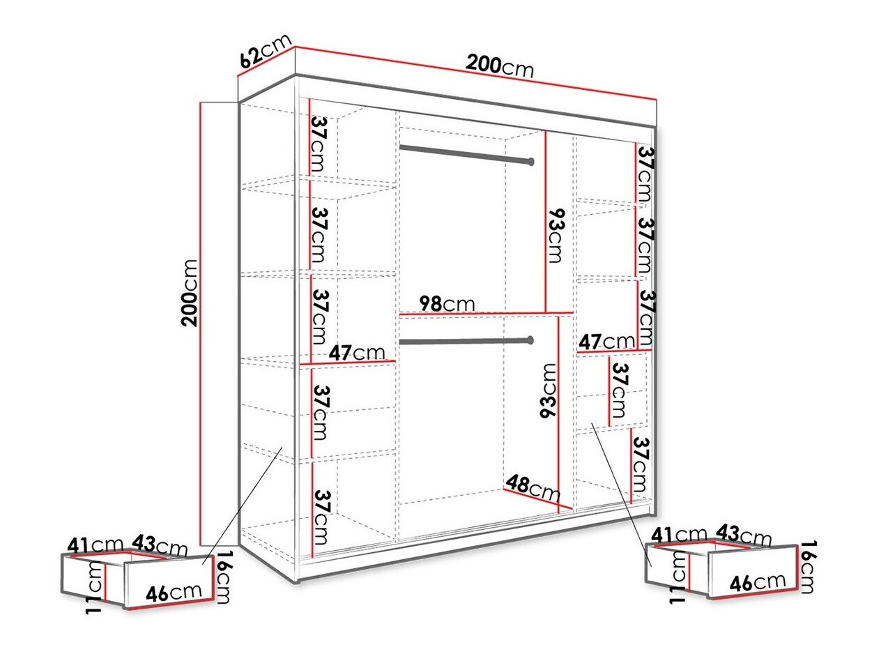 Skapis Hartford 250 (Matēts melns + Melnais marmors)