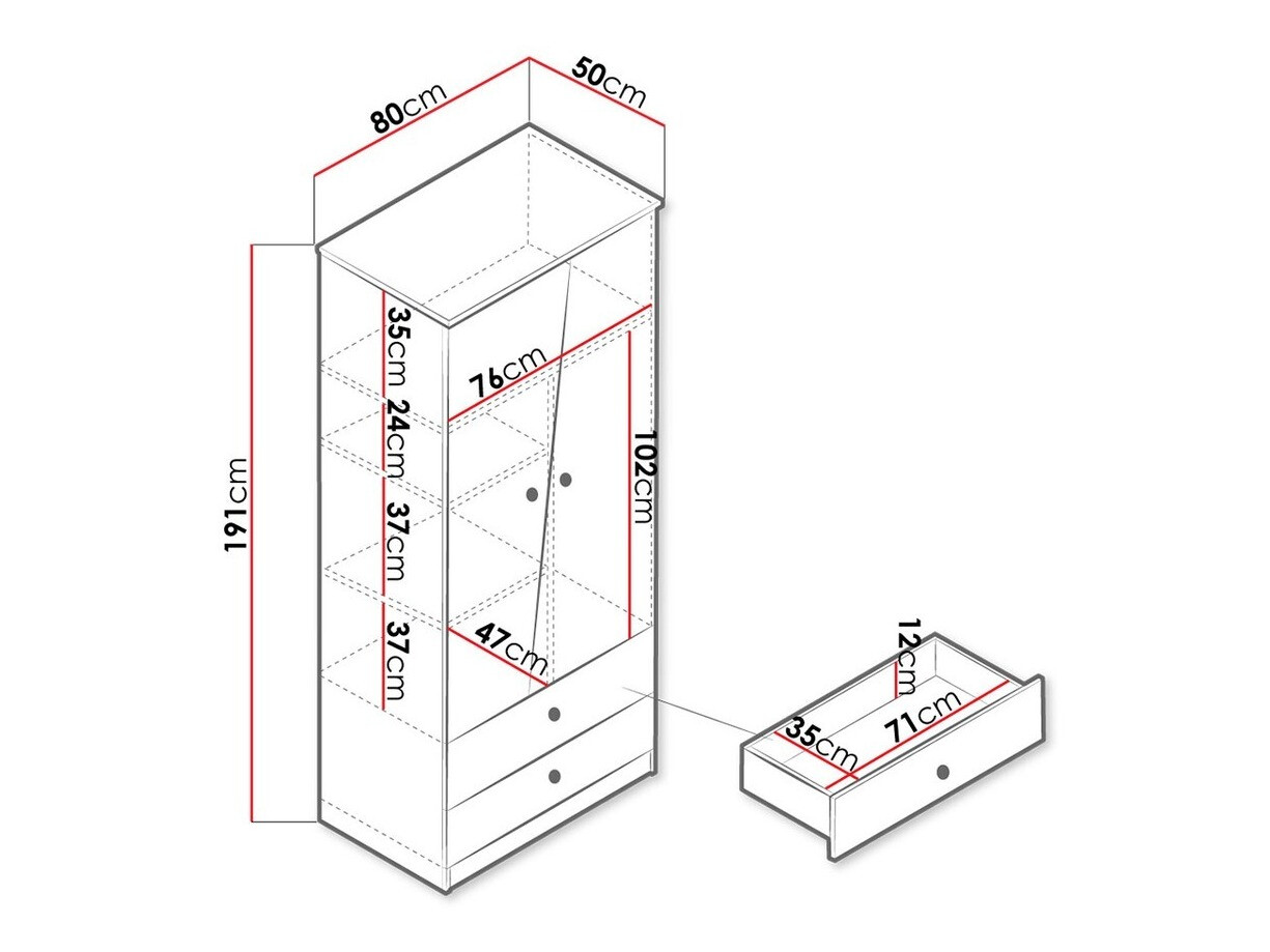 Skapis Almira 100 (Artisan ozols + Balts)