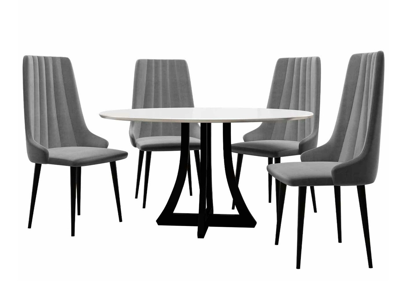 Обеденный гарнитур Racine 126 (Глянцевый черный + Глянцевый белый)