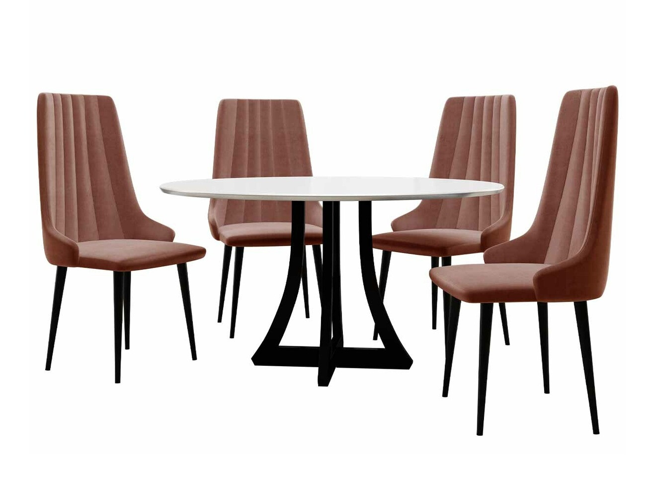 Обеденный гарнитур Racine 126 (Глянцевый черный + Глянцевый белый)