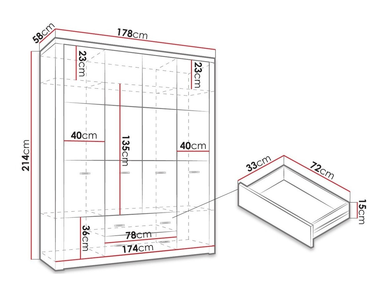 Skapis Serfeno 116 (Tumši pelni)