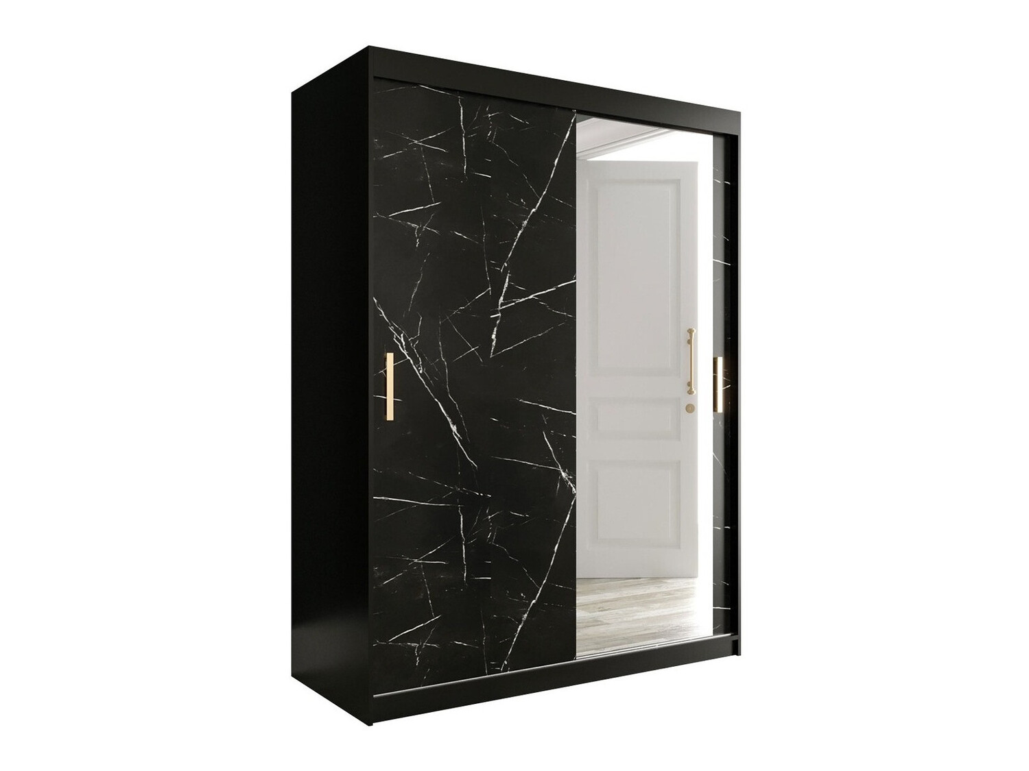 Шкаф Hartford 260 (Матовый черный + Черный мрамор)