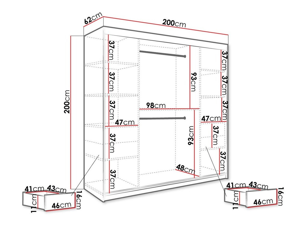 Skapis Hartford 256 (Matēts melns + Melnais marmors)